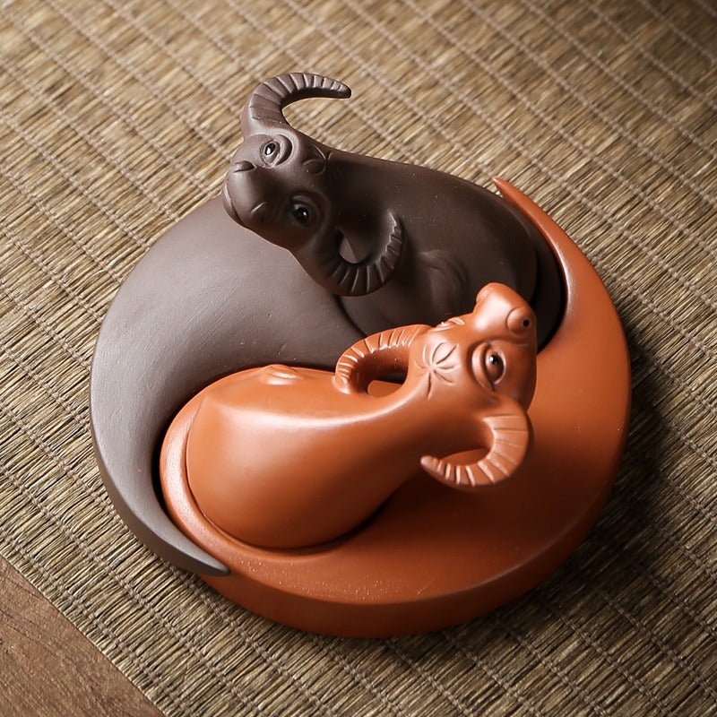 Yixing Clay Tea Pet Buffalo Eight Diagrams Hand Carved