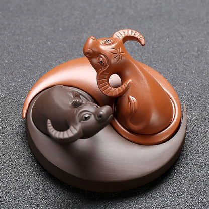 Yixing Clay Tea Pet Buffalo Eight Diagrams Hand Carved