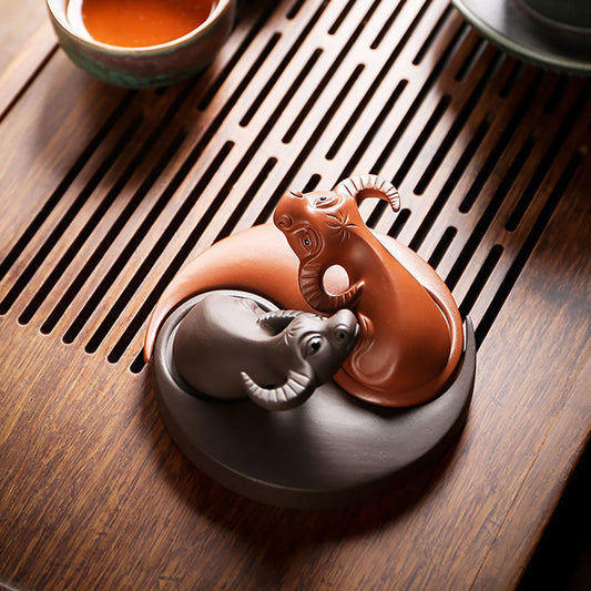 Yixing Clay Tea Pet Buffalo Eight Diagrams Hand Carved