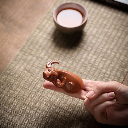 Yixing Clay Tea Pet Buffalo Eight Diagrams Hand Carved