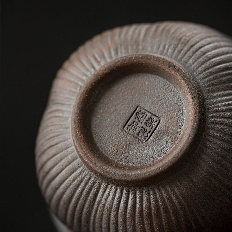 Gaiwan Teapot Lotus Coarse Pottery Handcrafted 200ml Tea Cup
