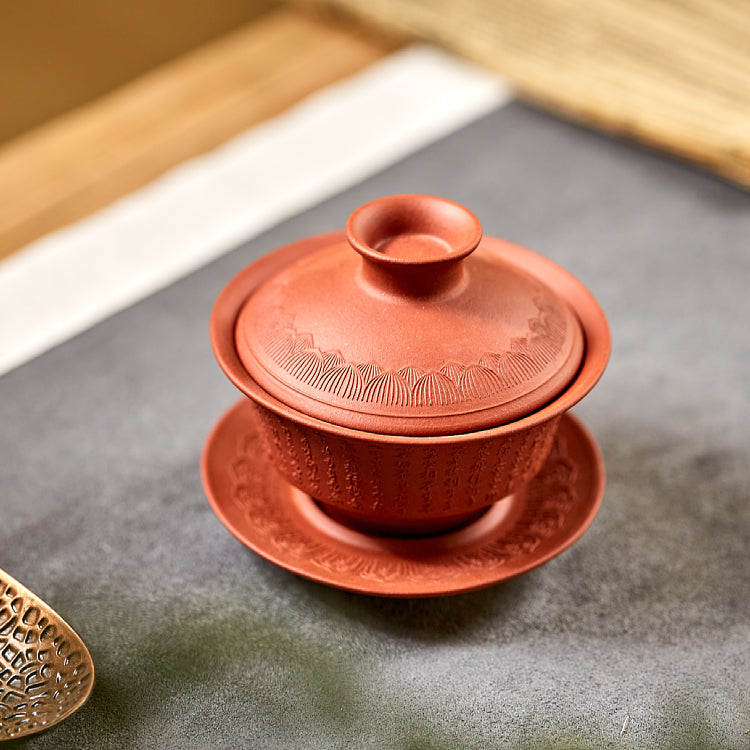 Heart Sutra Engraved – 100ml Zisha Lotus Lid