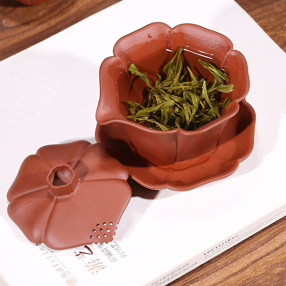 Gaiwan Yixing Lotus Clay Covered Cup Tea Bowl 180ml
