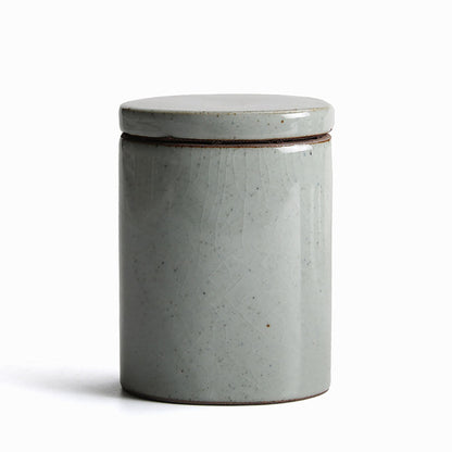 Tea Canister Set of 4 Coarse Pottery Airtight 4-Color Large