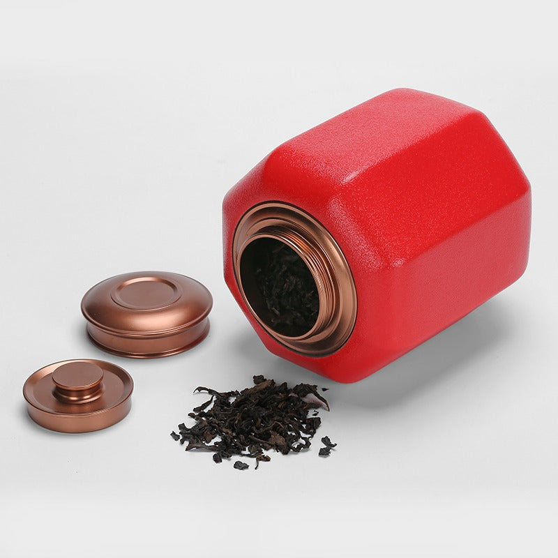 Tea Caddy | Palace Lantern Red Glaze Vacuum Seal Ceramic
