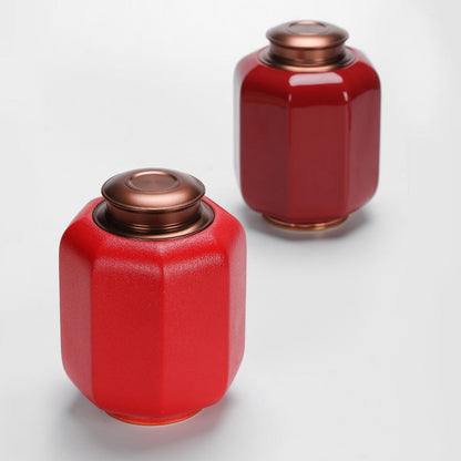 Tea Caddy | Palace Lantern Red Glaze Vacuum Seal Ceramic