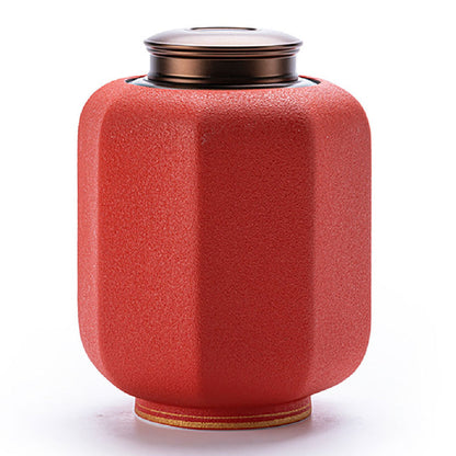 Tea Caddy | Palace Lantern Red Glaze Vacuum Seal Ceramic