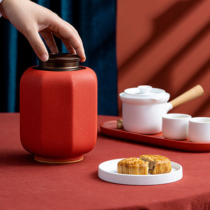 Tea Caddy | Palace Lantern Red Glaze Vacuum Seal Ceramic