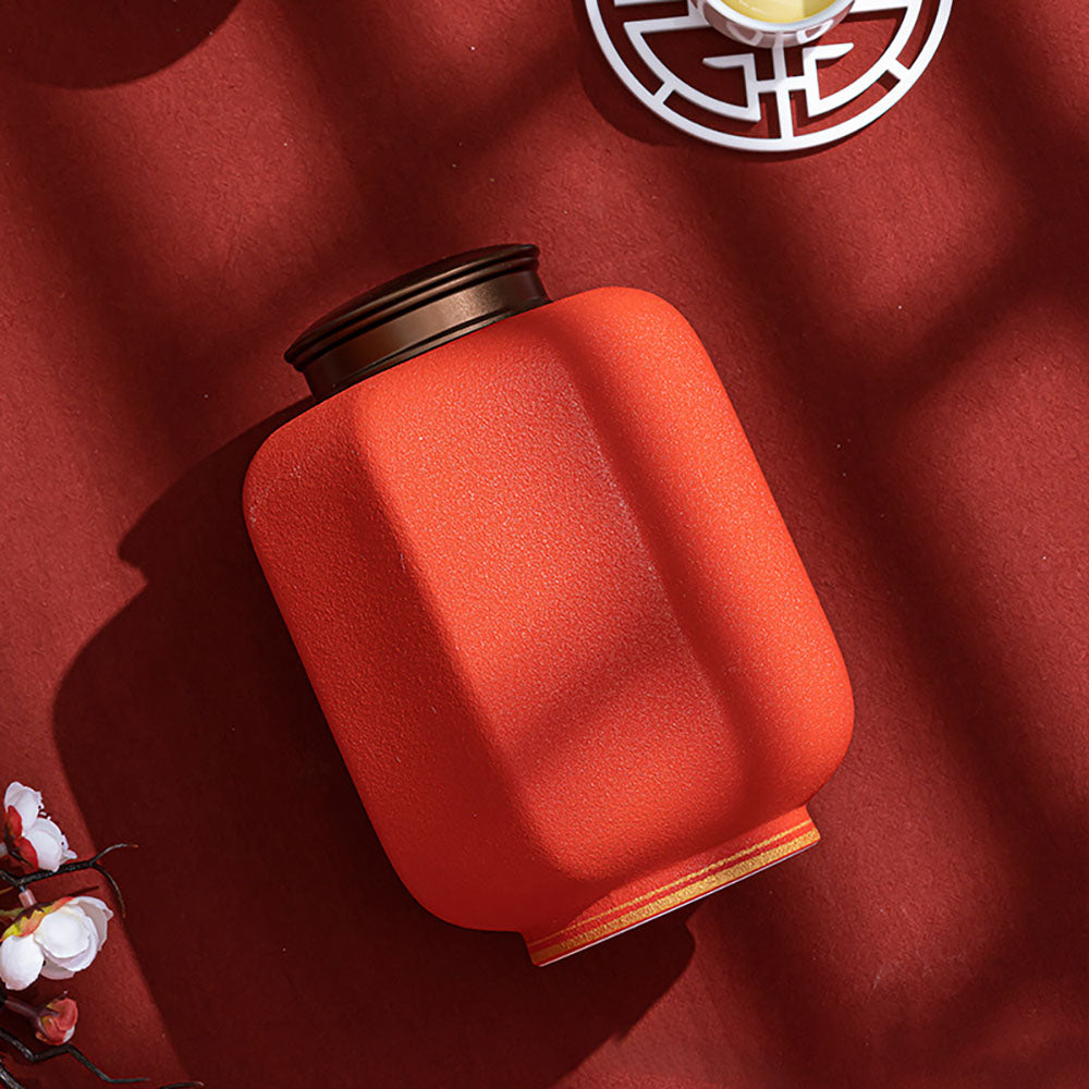 Tea Caddy | Palace Lantern Red Glaze Vacuum Seal Ceramic