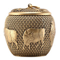 Airtight Brass Tea Caddy | Five Cattle Sculpture Design