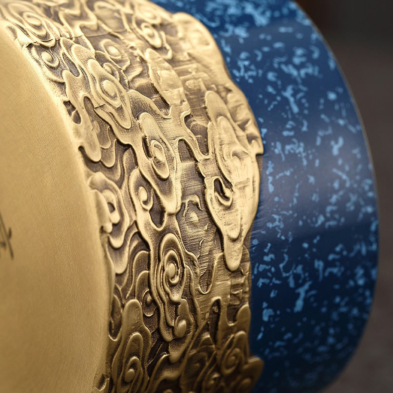 Copper Tea Caddy Auspicious Clouds | Airtight Loose Leaf Tin