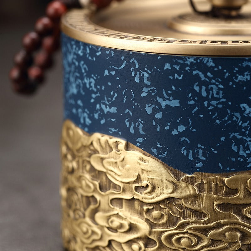Copper Tea Caddy Auspicious Clouds | Airtight Loose Leaf Tin