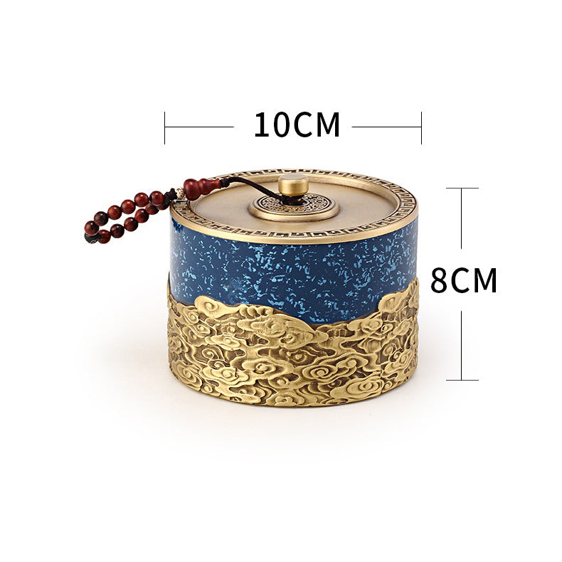 Copper Tea Caddy Auspicious Clouds | Airtight Loose Leaf Tin