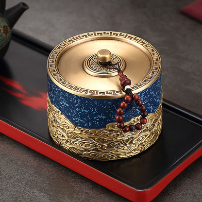 Copper Tea Caddy Auspicious Clouds | Airtight Loose Leaf Tin