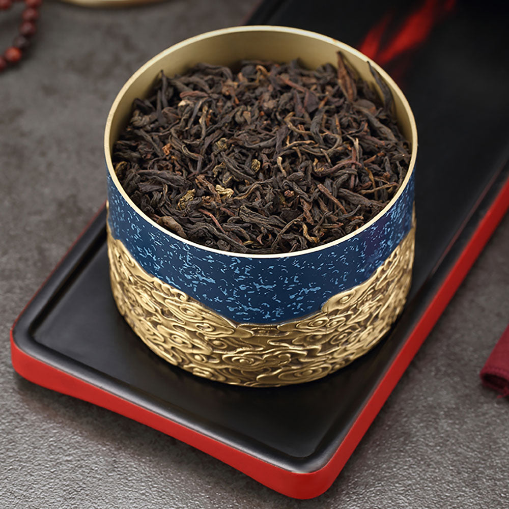 Copper Tea Caddy Auspicious Clouds | Airtight Loose Leaf Tin