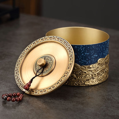 Copper Tea Caddy Auspicious Clouds | Airtight Loose Leaf Tin