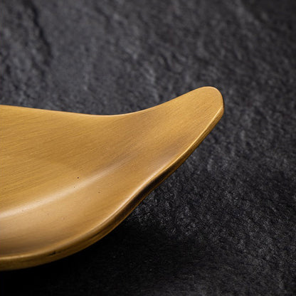 Brass Cha He Tea Holder with Lotus Spoon Set