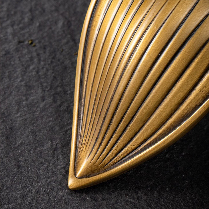 Brass Cha He Tea Holder with Lotus Spoon Set