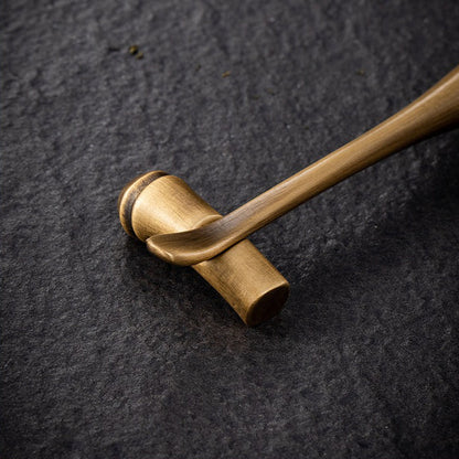 Brass Cha He Tea Holder with Lotus Spoon Set