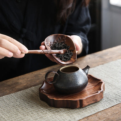 Walnut Wood Tea Holder with Needle | Cha He Set