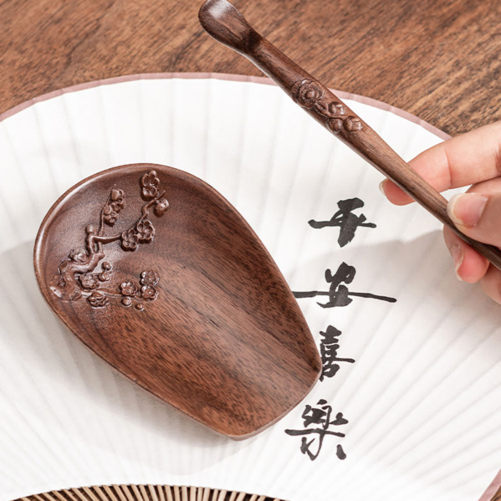 Walnut Wood Tea Holder with Needle | Cha He Set