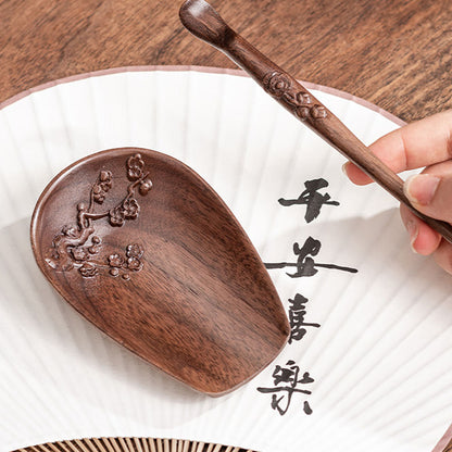 Walnut Wood Tea Holder with Needle | Cha He Set