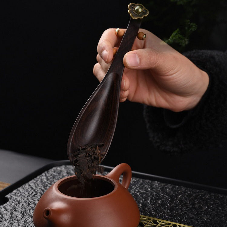 Ebony Wood Cha He Tea Holder — Pipa Style