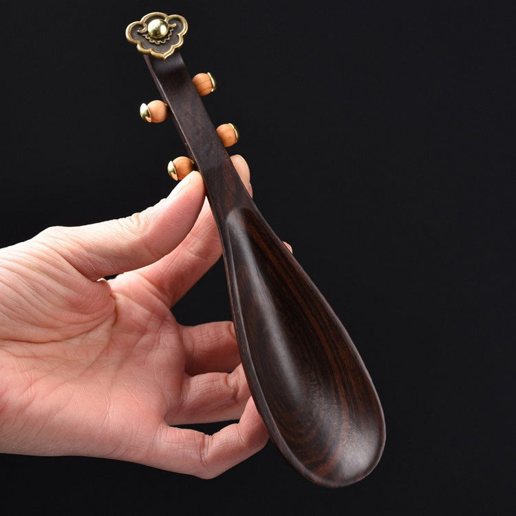 Ebony Wood Cha He Tea Holder — Pipa Style
