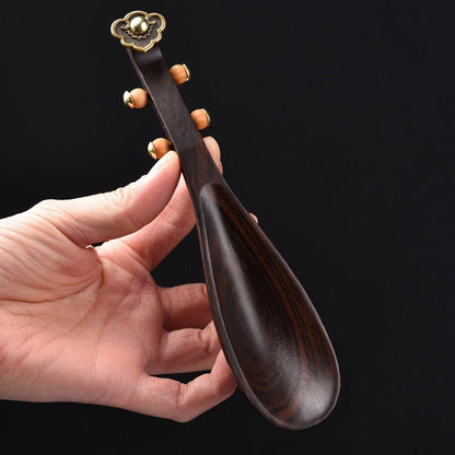 Ebony Wood Cha He Tea Holder — Pipa Style
