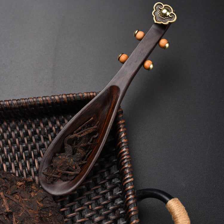 Ebony Wood Cha He Tea Holder — Pipa Style