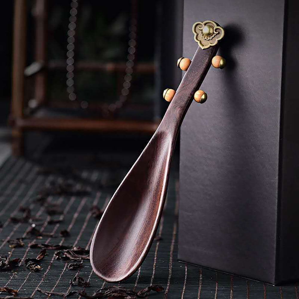 Ebony Wood Cha He Tea Holder — Pipa Style