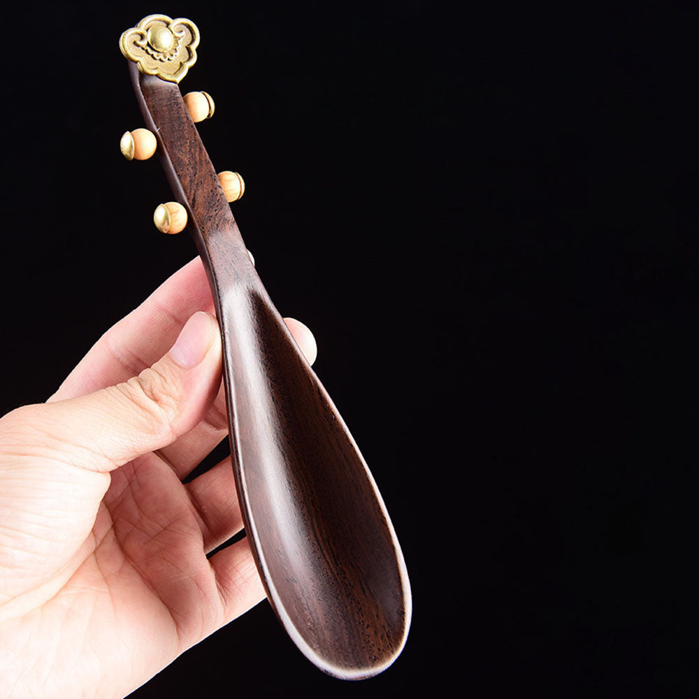 Ebony Wood Cha He Tea Holder — Pipa Style