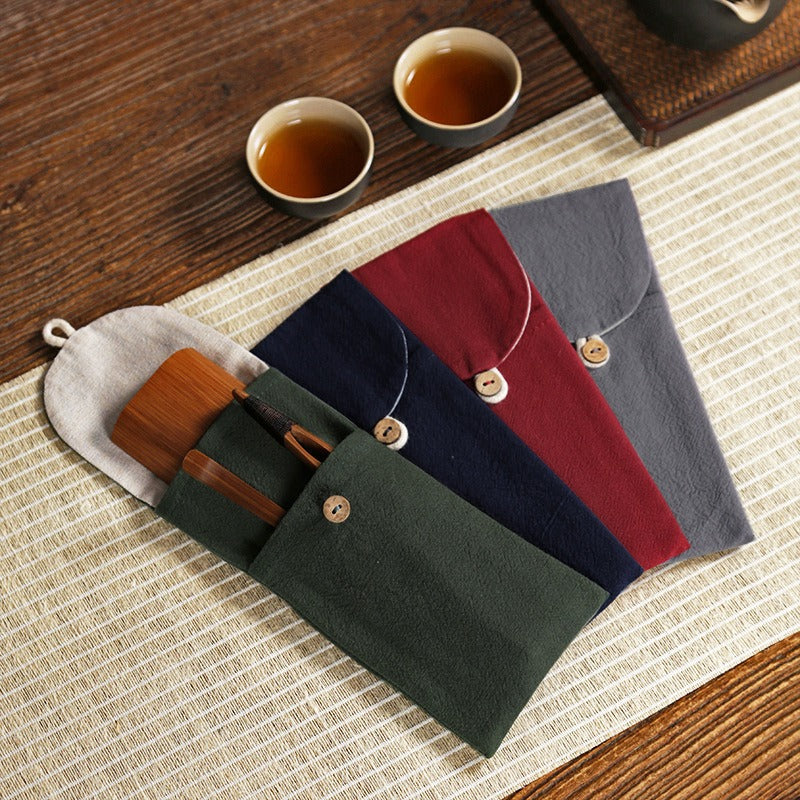 Bamboo Cha He Tea Holder With Storage Bag 4 Colors Gongfu
