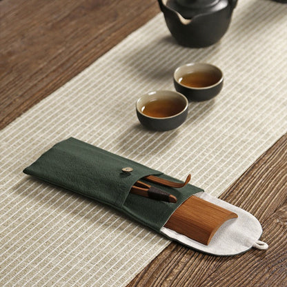 Bamboo Cha He Tea Holder With Storage Bag 4 Colors Gongfu