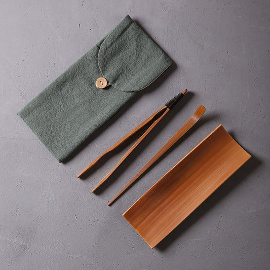Bamboo Cha He Tea Holder With Storage Bag 4 Colors Gongfu