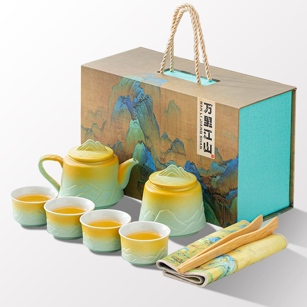 Ceramic Tea Set Gradient Glaze – Mountain River 4 Cups 225ml