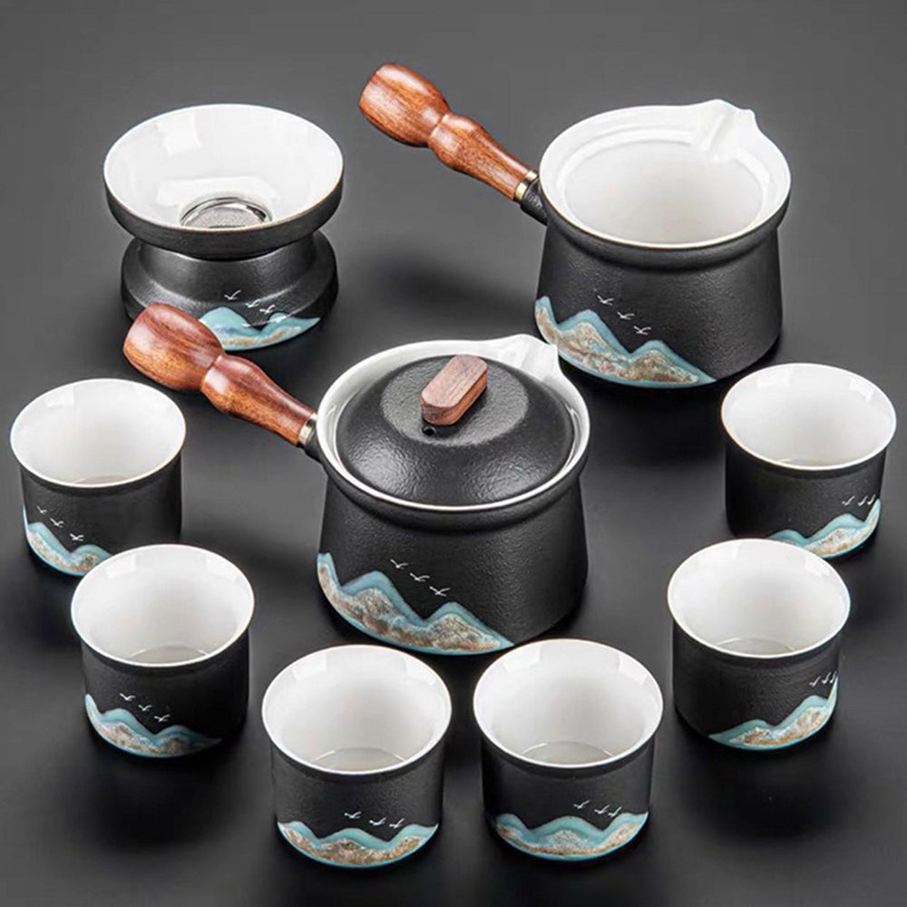Mountains And Birds Kutani-yaki Tea Set