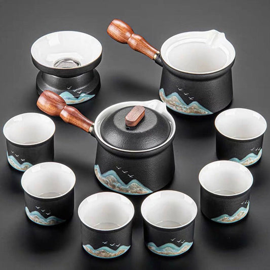 Mountains And Birds Kutani-yaki Tea Set