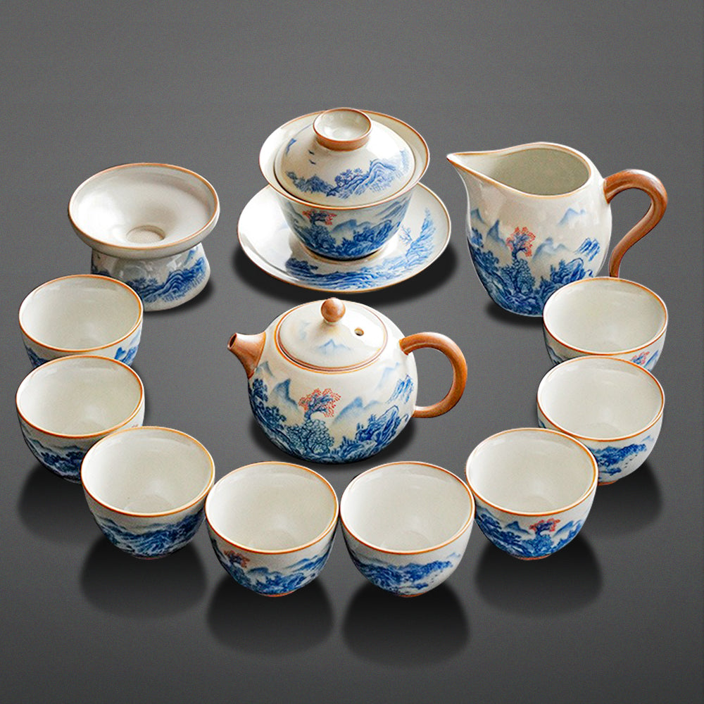 Ruyao Tea Set | Fairyland Landscape Cicada Wing Crackle