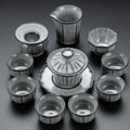Kung Fu Tea Set Black Ice Crack Ceramic 11-Piece