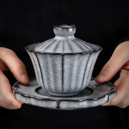 Kung Fu Tea Set Black Ice Crack Ceramic 11-Piece