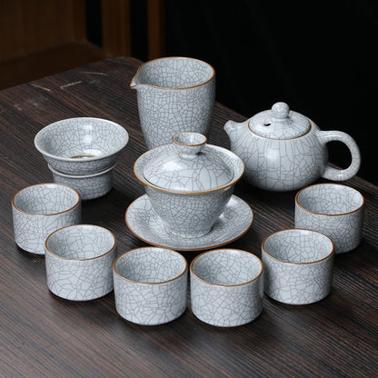 Ruyao Kung Fu Tea Set – Ice Crack Gaiwan, 8 Cups & Fair Cup