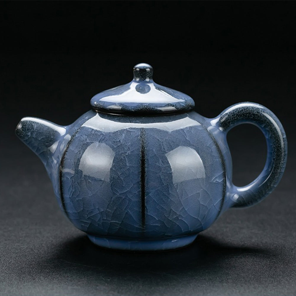 Kung Fu Tea Set Ice Crack Blue Porcelain 13-Piece