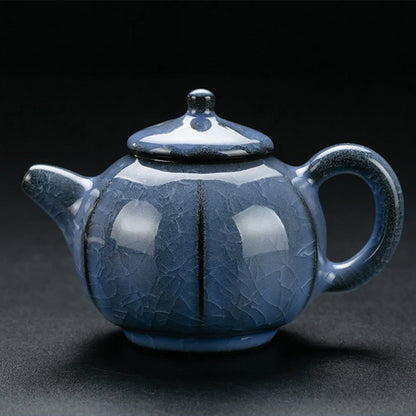 Kung Fu Tea Set Ice Crack Blue Porcelain 13-Piece