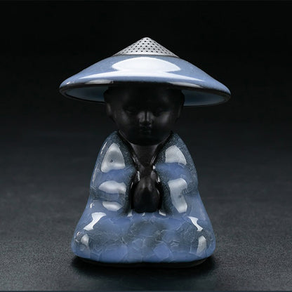 Kung Fu Tea Set Ice Crack Blue Porcelain 13-Piece