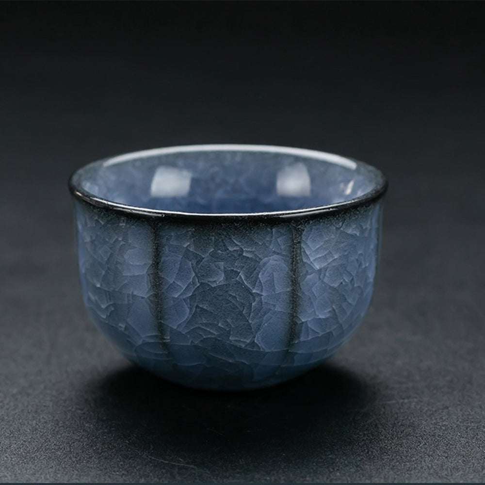 Kung Fu Tea Set Ice Crack Blue Porcelain 13-Piece