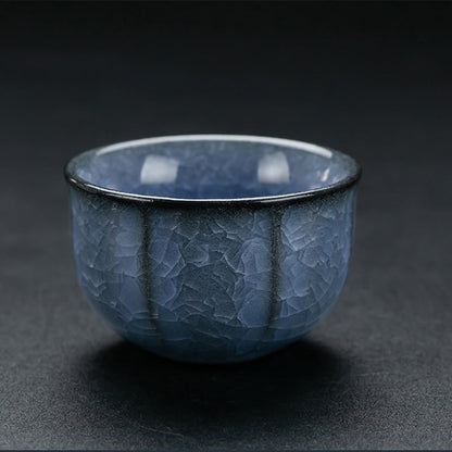 Kung Fu Tea Set Ice Crack Blue Porcelain 13-Piece