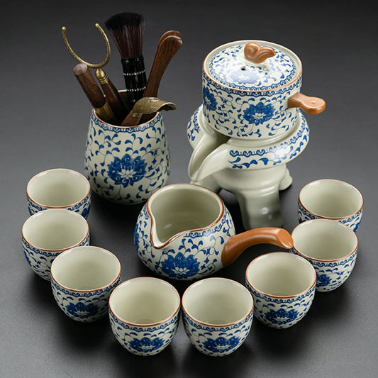 Automatic Tea Set | Ruyao Blue White Porcelain Gongfu