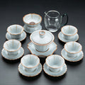 Ruyao Flower Tea Set | Petal Shape Jade Glaze Crackle