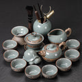 Ge Kiln Ice Crack Tea Set Gift Box, Bamboo Hand-Painted